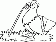 coloring picture of A hen eat an earthworm 